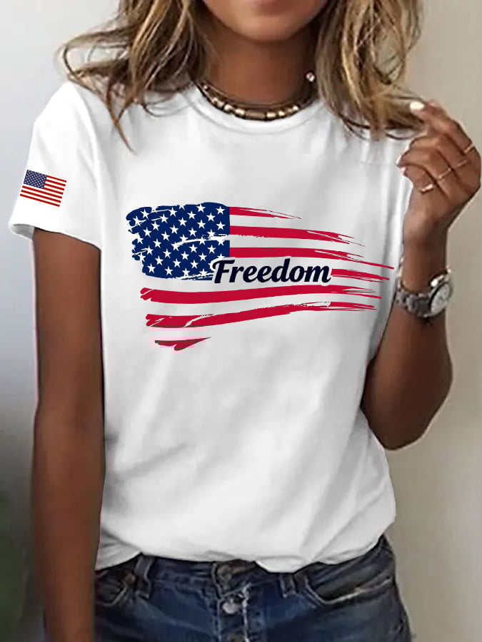 Women's Freedom Print Casual T-Shirt