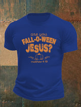Men's are you FALL-O-WEEN JESUS print casual T-shirt