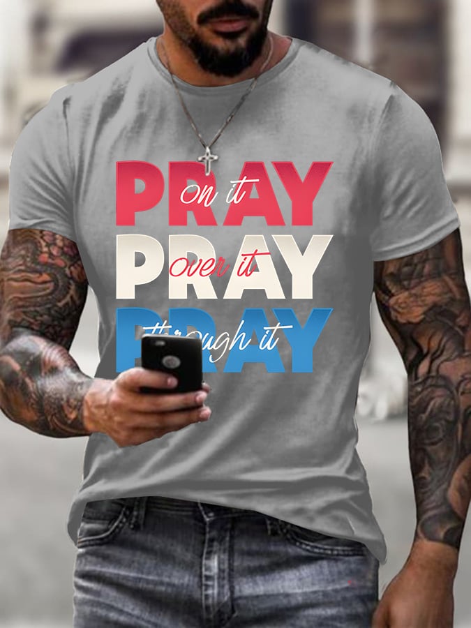 Men'S Casual Prayer Prayer Faith Short-Sleeved T-Shirt