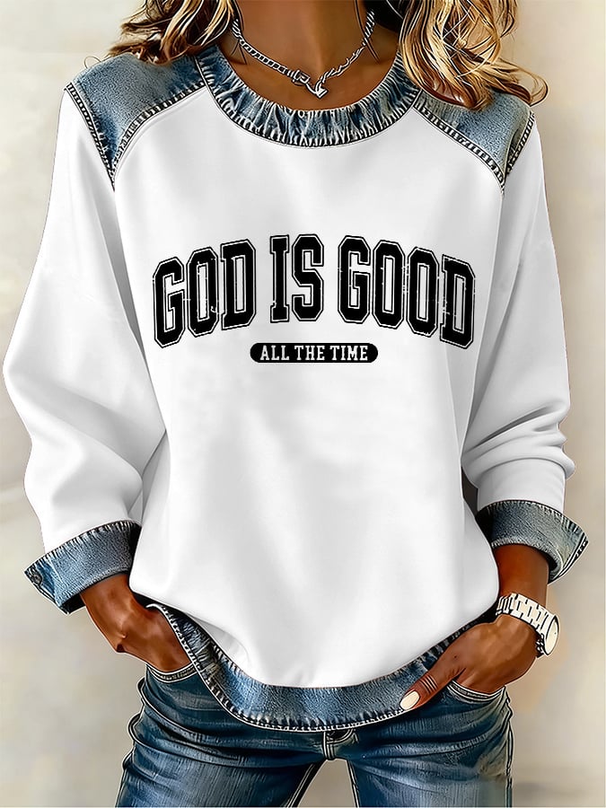 Women's God Is Good All The Time Printed Sweatshirt
