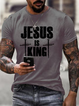 Men's Jesus Is King 3 Nails Cross Christian T-Shirt