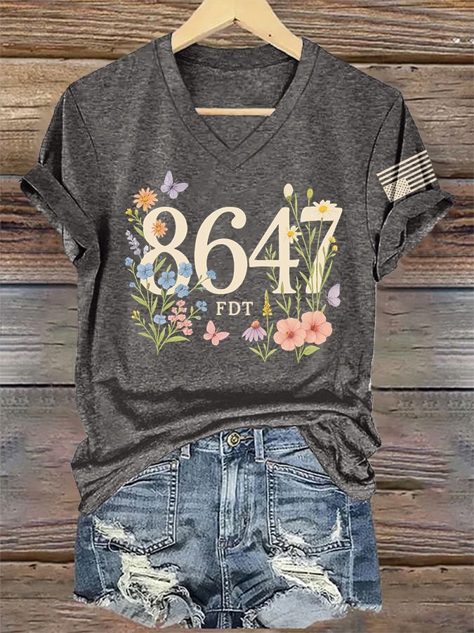 🔥Buy 3 Get 15% Off🔥V-Neck Retro FDT 86 47 Floral Boho Print T-Shirt
