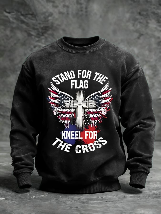 Unisex  Stand For The Flag Kneel For The Cross Printed Casual  Sweatshirt