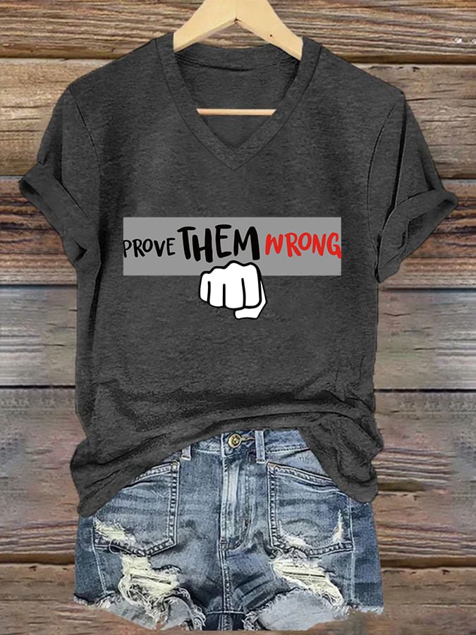 Women's Commemorative Print V Neck T-shirt