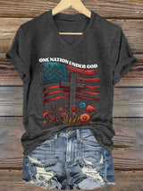 Women's Casual Faith Graphic Print V-Neck Short Sleeve T-Shirt