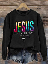 Women'S JESUS THE WAY. THE TRUTH. THE LIFE Print Sweatshirt