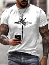 Men'S Casual Faith Cross Crown Short-Sleeved T-Shirt