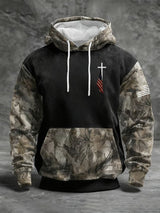 Men's Casual Retro Print Long Sleeve Hooded Sweatshirt