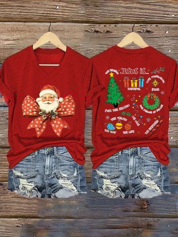 Christmas printed casual T-shirt