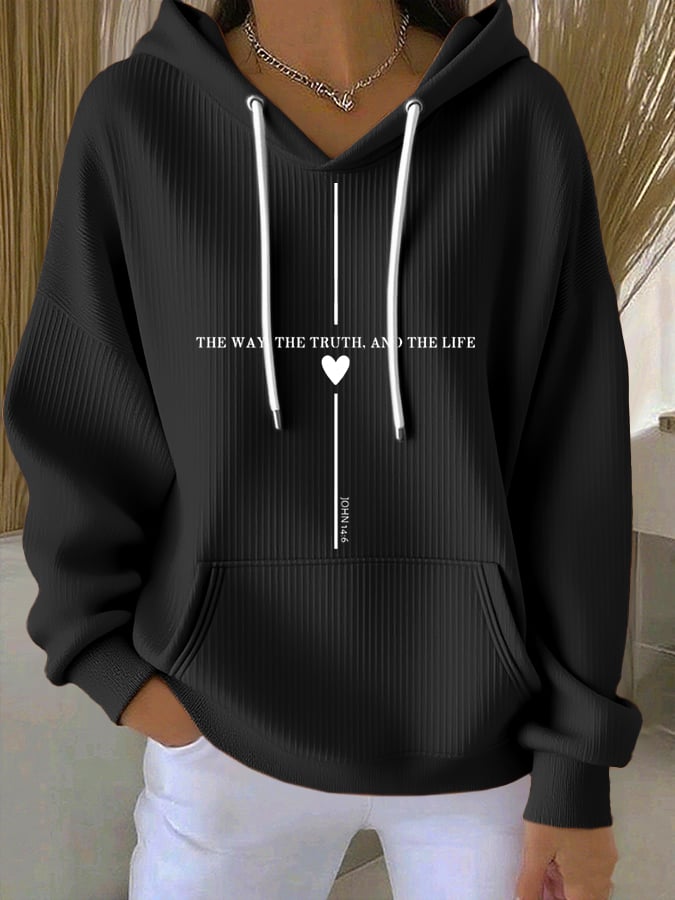 Women's Casual Faith Ribbed Hoodie