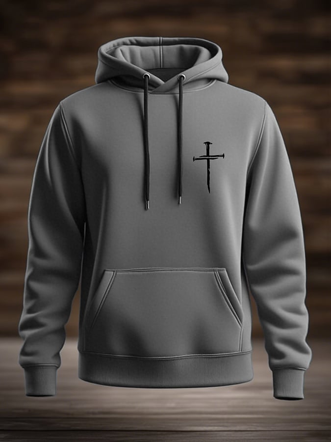 Men's Casual Retro Contrast Color Faith Hoodie