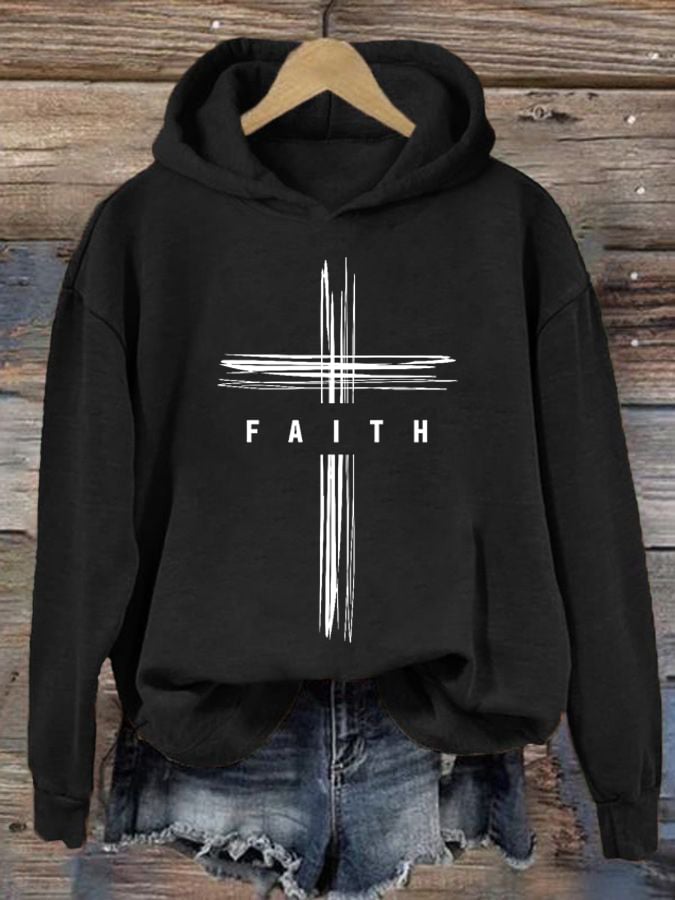 Women'S Faith Printed Casual Hoodie