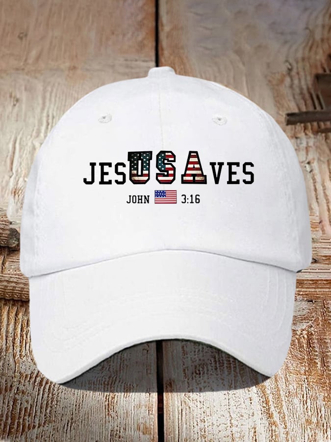 Vintage USA Jesus Saves Print Baseball Cap