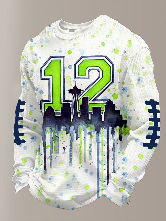 Men's Football Waffle Fabric Long-sleeved T-shirt