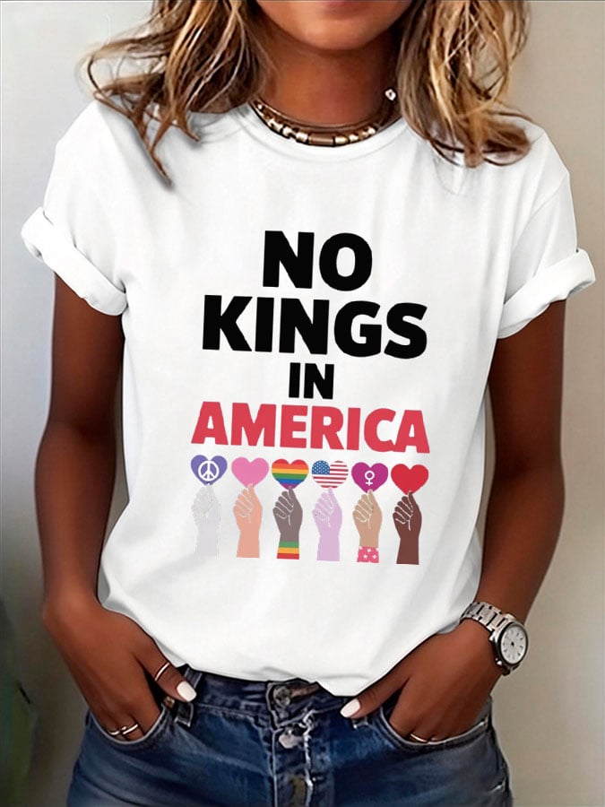 🔥Buy 3 Get 15% Off🔥Women's NO KINGS IN AMERICA Print T-Shirt