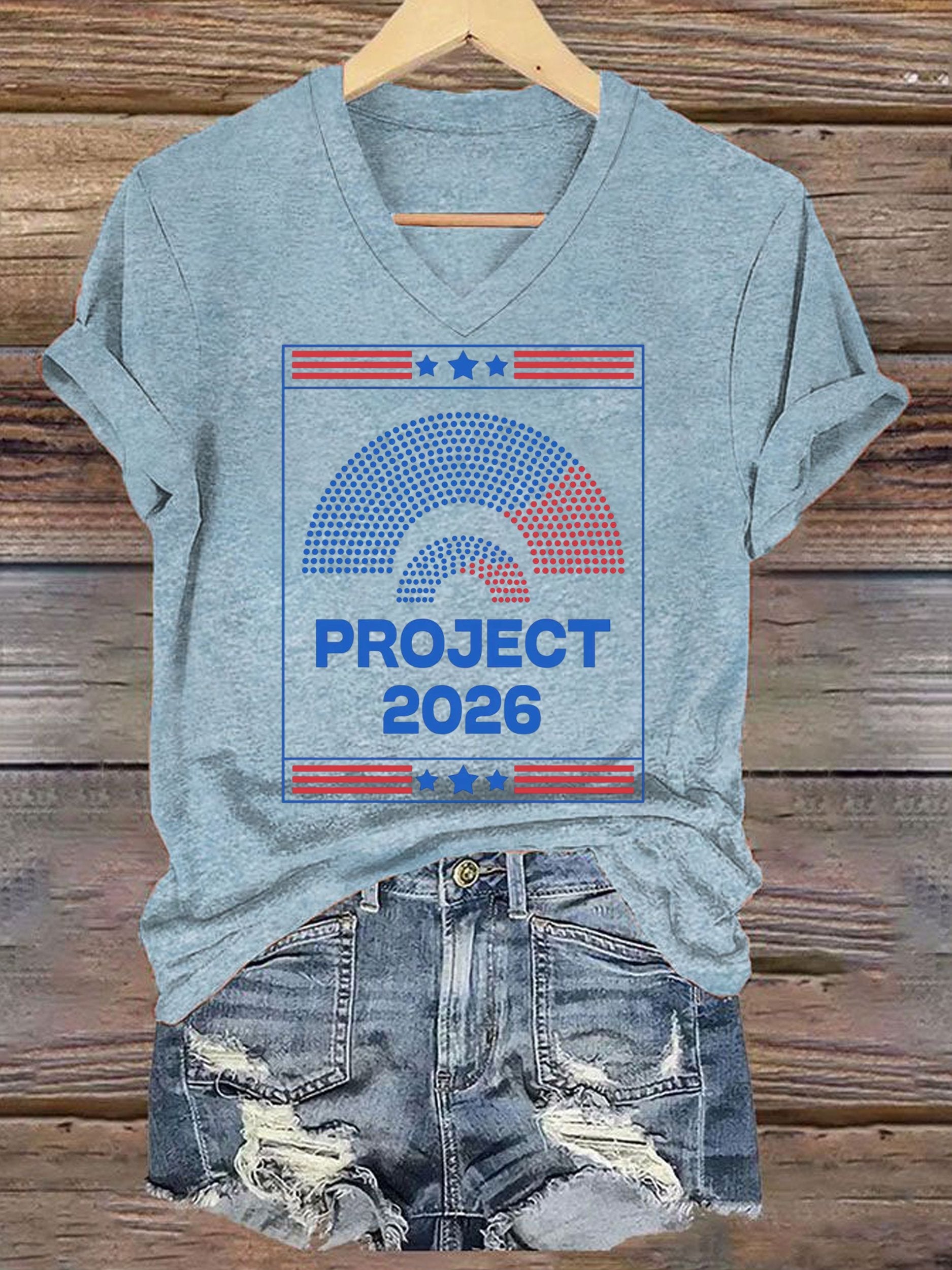 🔥Buy 3 Get 15% Off🔥Women's Project 2026 No Kings In America Print T-shirt