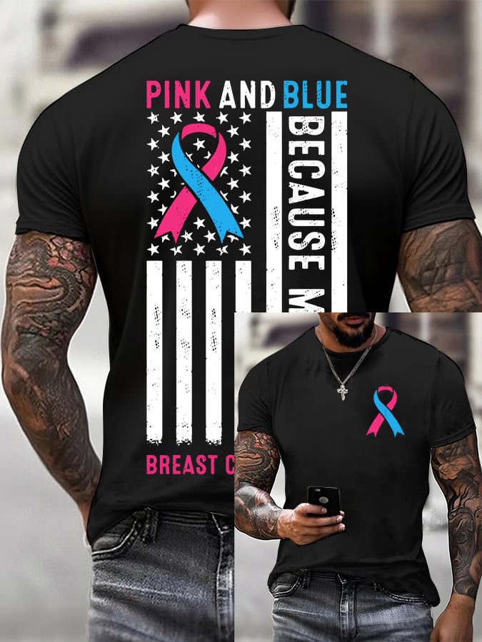 Men'S Casual Breast Cancer Print T-Shirt