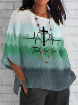Women's Retro Faith Printed Top