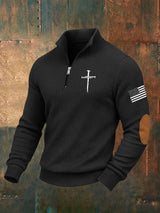 Men's Faith Cross Print Zip-Up Sweatshirt