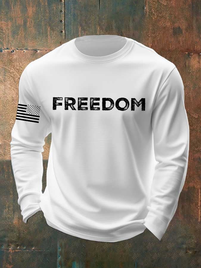 Men'S Casual Freedom Flag Print T-Shirt