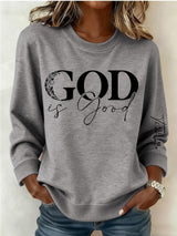 Women's Retro God Is Good Faith Printed Sweatshirt