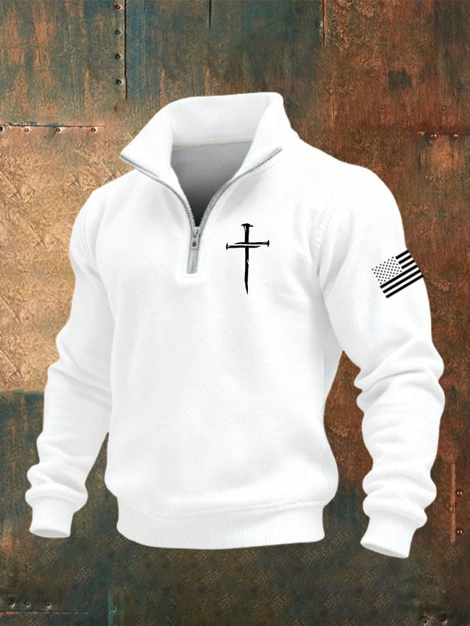 Men's Vintage Faith Cross Print Sweatshirt