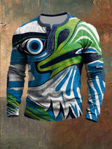 Men's Football Print Henley Top