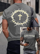 🔥Buy 3 Get 15% Off🔥Men's Faith Over Fear Printed Casual T-Shirt
