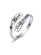 Faith Over Fear Letter Design Ring