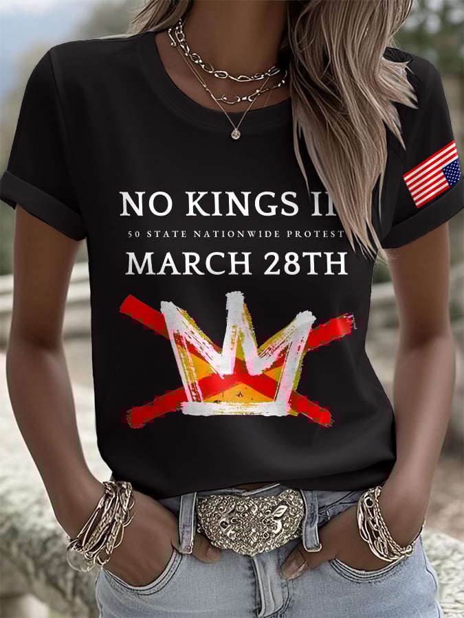 🔥Buy 3 Get 15% Off🔥Retro No Kings III 50 State Nationwide Protest March 28th Print T-Shirt
