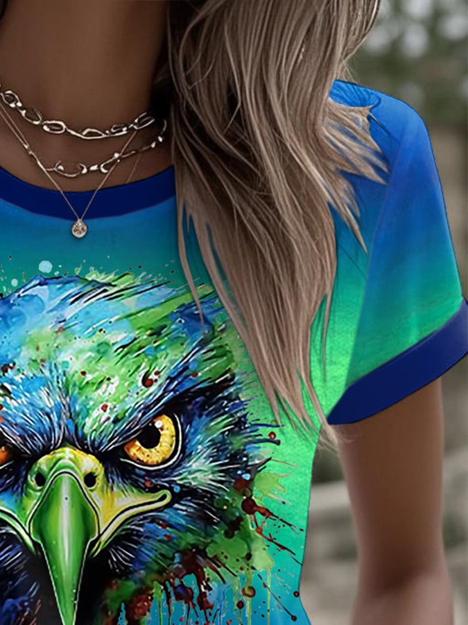 Women's Football Printed Round Neck T-Shirt