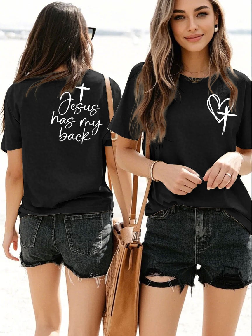 Women's Faith in Jesus Cross Round Neck Short Sleeve T-shirt