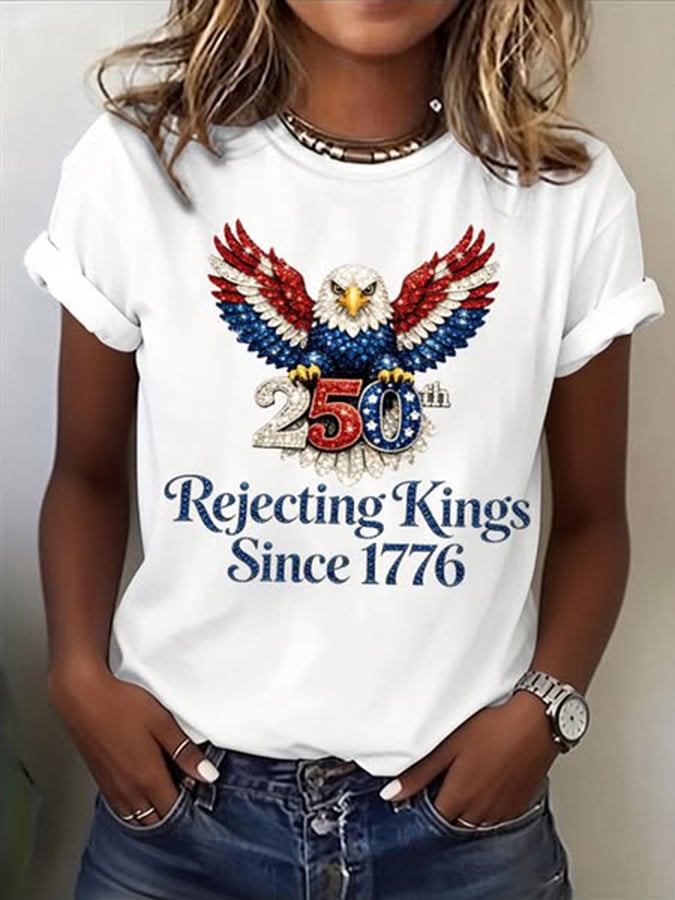 🔥Buy 3 Get 15% Off🔥Women's No Kings In America Print Round Neck T-shirt