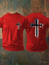Men's Casual Flag Cross Faith T-Shirt