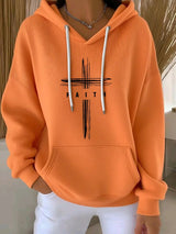 Women's Retro Faith Print Casual Hooded Sweatshirt