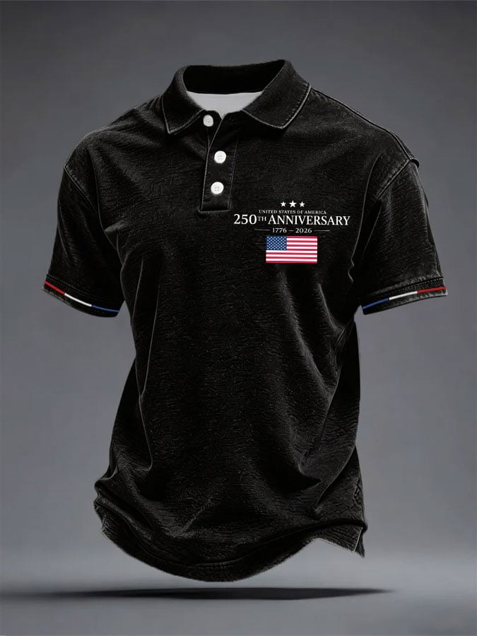 🔥Buy 3 Get 15% Off🔥Men's 250th Anniversary National Flag Print Casual Polo Shirt