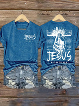 Women's  Jesus Loves You Chirtsian printing T-Shirt