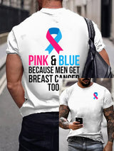 Men's  Casual Breast Cancer Print T-Shirt