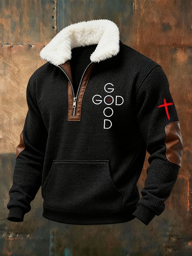 Men's Retro God Is Good Print Sweatshirt