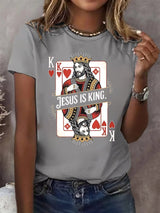 Women's  Jesus Is King Christian  Print  T-shirt