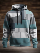 Men's Casual Retro Contrast Color Faith Hoodie