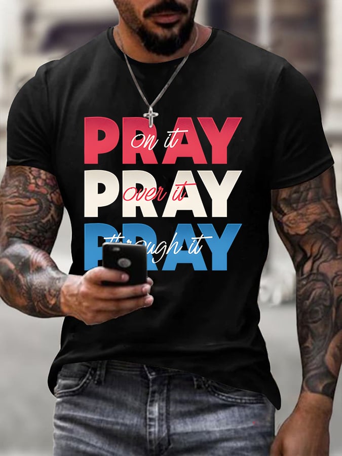 Men'S Casual Prayer Prayer Faith Short-Sleeved T-Shirt