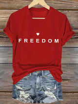 Women's freedom Print V-Neck T-Shirt