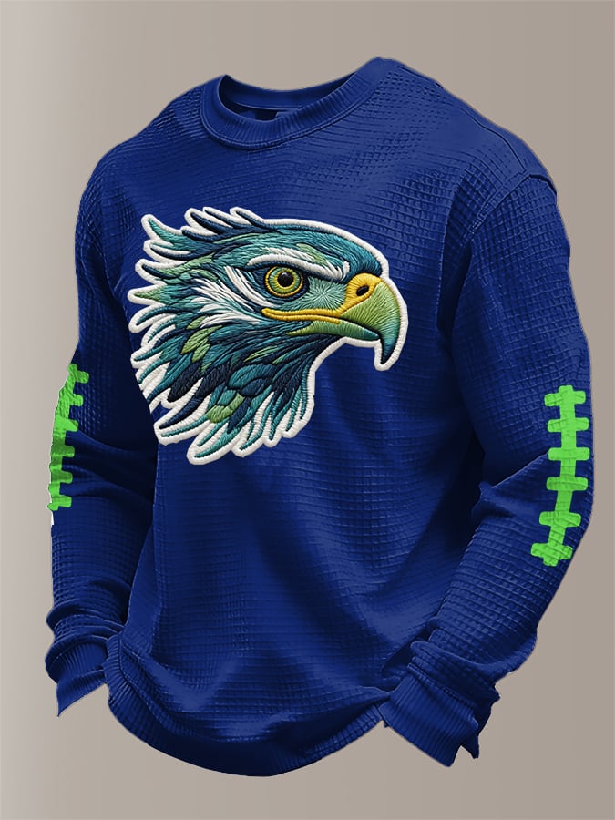 Men's Football Waffle Fabric Long-sleeved T-shirt