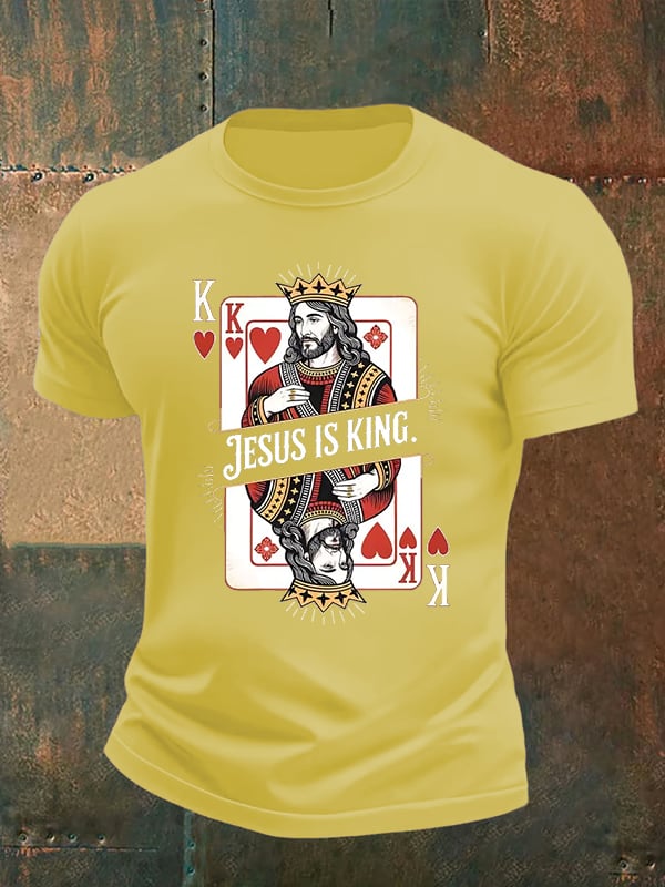 Men's  Jesus Is King Christian  Print T-Shirt
