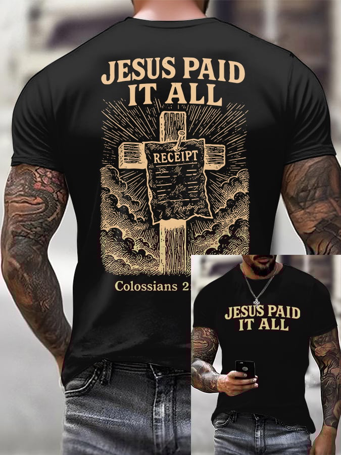 Men'S Casual "Jesus Paid It All" Faith Print T-Shirt