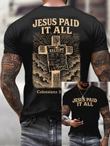 Men'S Casual "Jesus Paid It All" Faith Print T-Shirt
