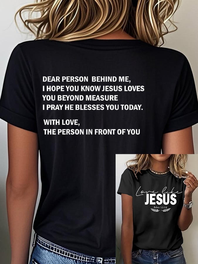 Women's Love Like Jesus Print Casual  T-Shirt