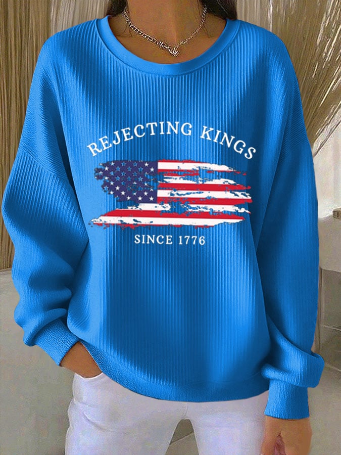 🔥Buy 3 Get 15% Off🔥Women's Rejecting Kings Since 1776 Print  Casual Sweatshirt