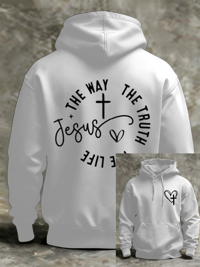 Men's Faith Print Casual Hooded Sweatshirt